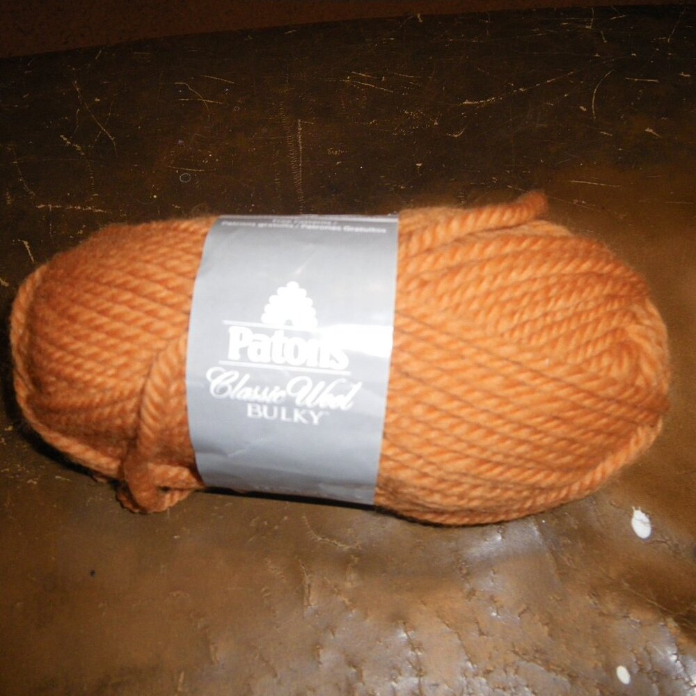 1 Skein Patons Classic Wool Bulky Yarn - Color Burnt Orange  – 78 yds